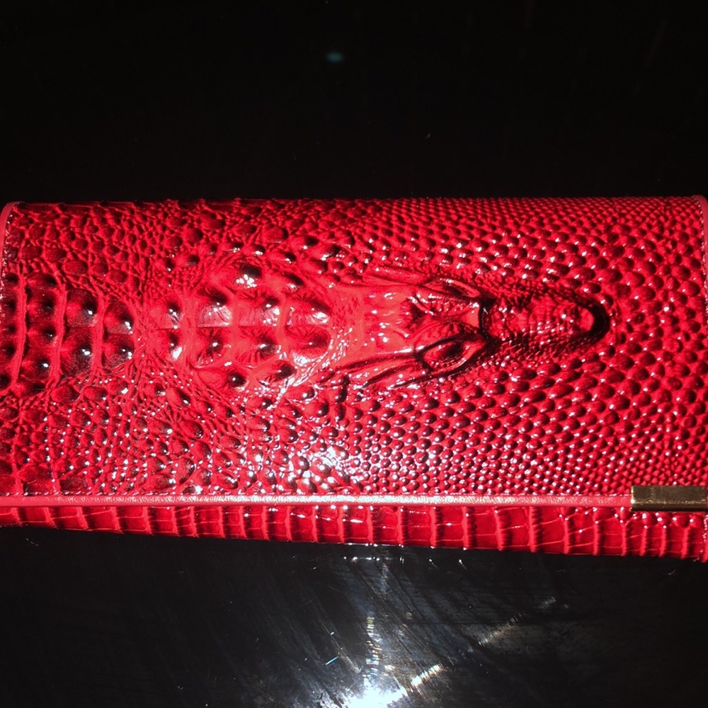 New! Crocodile pattern leather wallet, clutch - red